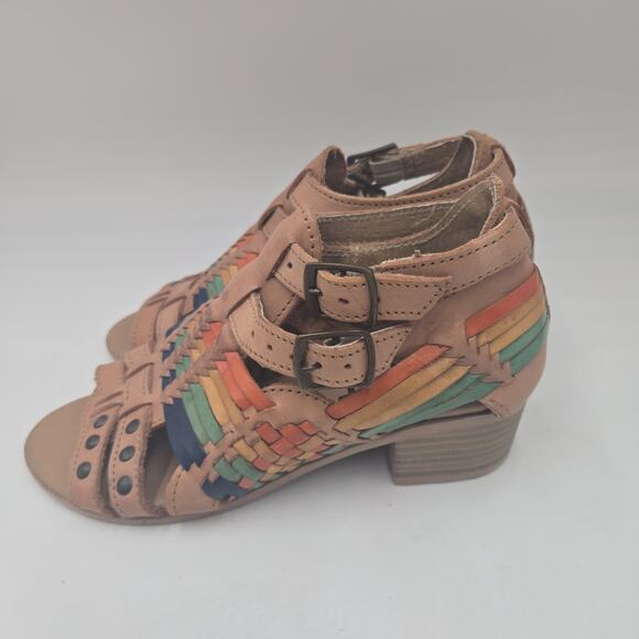 Womens Sz 6 Authentic Mexican Huarache Rainbow Real Woven Leather Sandals Boho - Picture 3 of 7